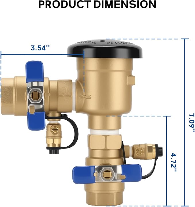 MEASUREMAN 1" Pressure Vacuum Breaker Assembly, Heavy-Duty Bronze Backflow - Image 4