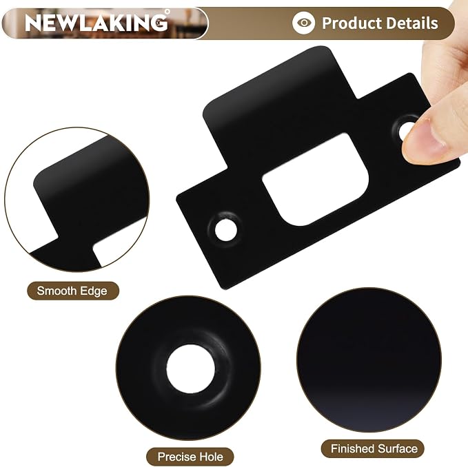 T-Shape Door Strike Plate, Matte Black, 2-1/8'' Hole Spacing | Door Frame - Image 4
