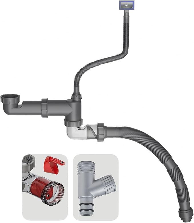 Flexible 1 1/2" Pipe Kit for One Kitchen Sink Space Saving Kitchen Sink Drain by QruiLanTu