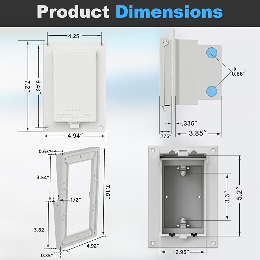 Recessed Outlet Box, DBVR141W-1 Low Profile Electrical Outlet Box - Image 6