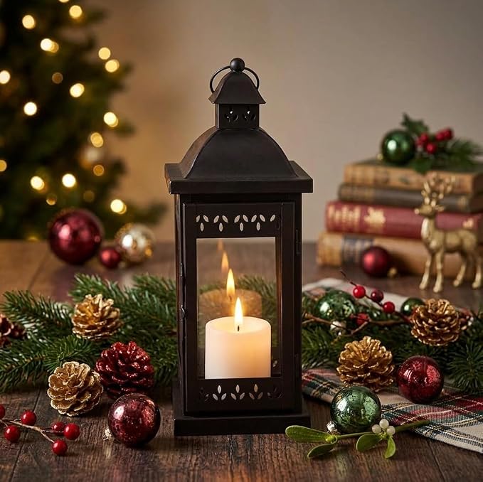 Hosley 15" Clear Glass Iron Lantern - Image 3