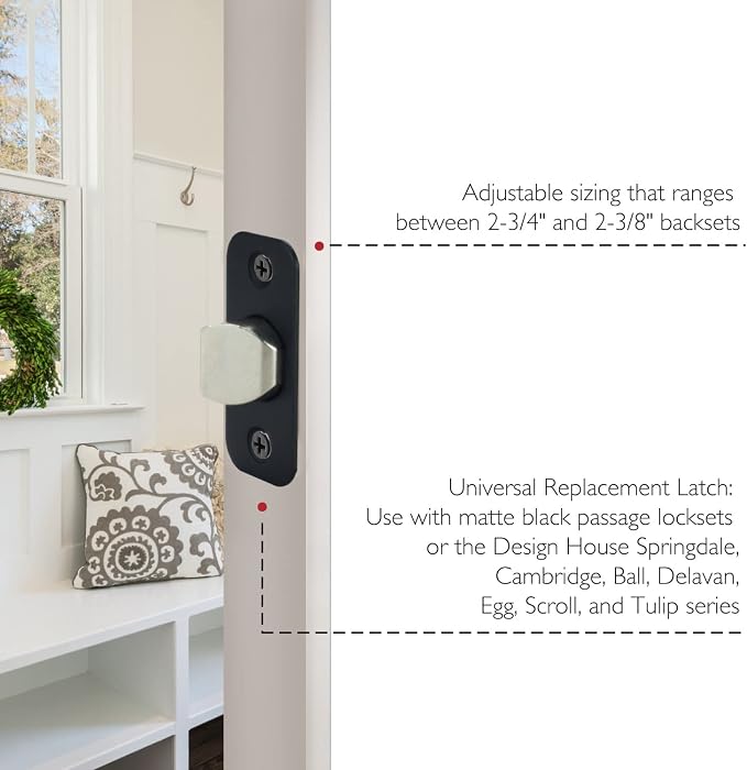 Design House Pro Series Passage Door Latch, Matte Black | 2-Way Adjustable - Image 4