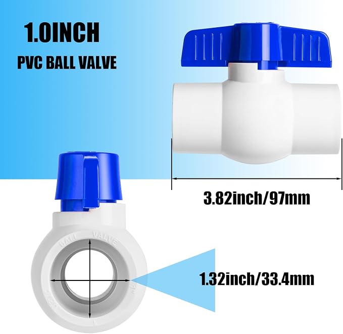 6PCS 1" PVC Ball Valve, Shut-Off Ball Valves Socket - Image 2