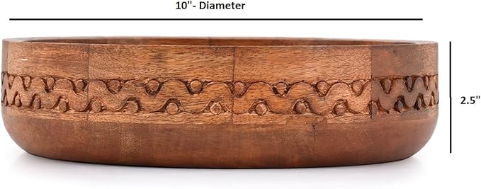 EDHAS Mango Wood Decorative Round Carved Bowl - Image 5