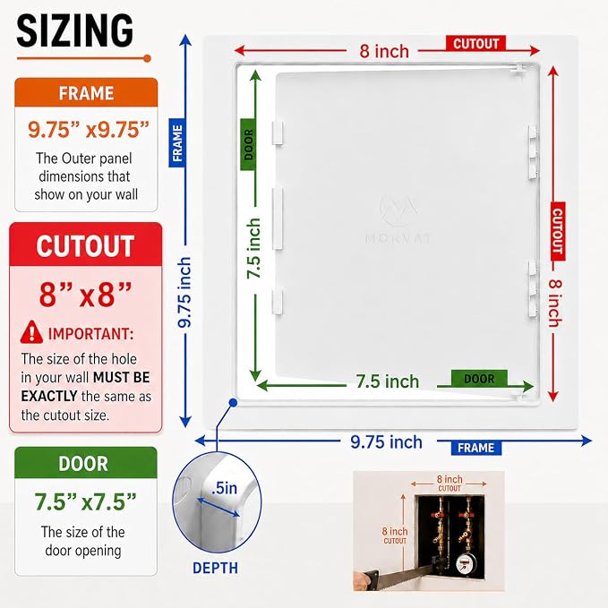 Morvat Access Panel 8x8 Inch for Drywall & Ceiling - Image 2