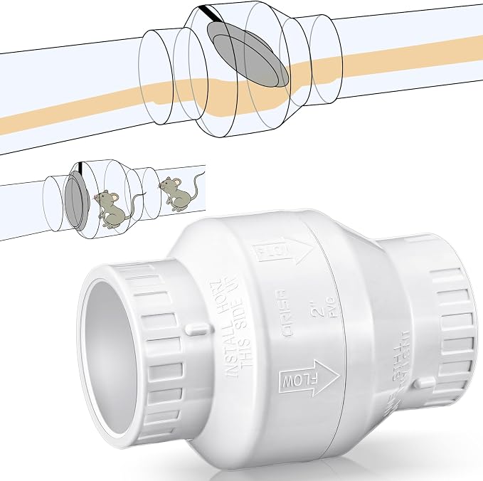 Geetery 1 Pcs 2'' PVC Check Valve Slip Swing No Spring Back Flow Preventer by Geetery