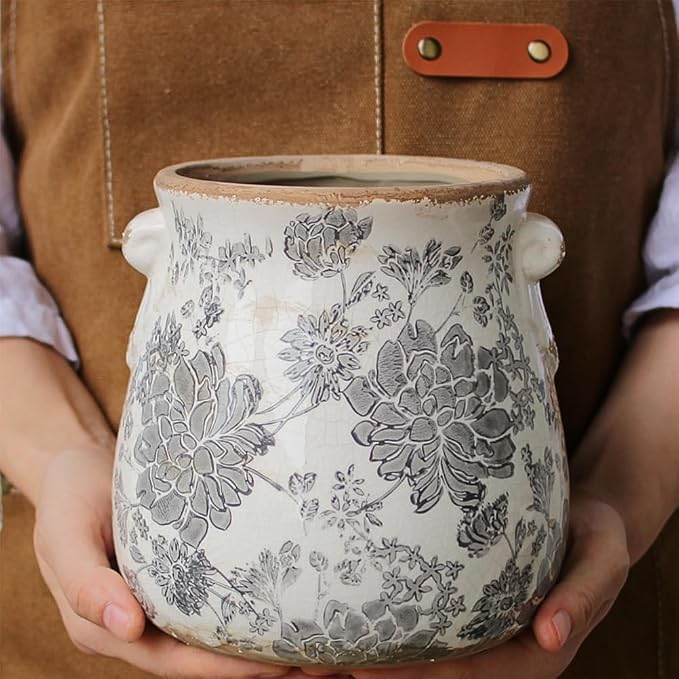 Tuscan Ceramic Planter & Vase, 6.68" Indoor/Outdoor Decorative Plant Pot | - Image 6
