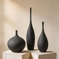 Black Ceramic Vases Set of 3, Modern Boho Vases by DecoVlog
