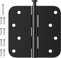 3 Pack Rounded Door Hinges 4 Inch, Removable Pin, Antirust & No Squeaks by Luxbaro