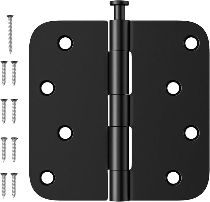 3 Pack Rounded Door Hinges 4 Inch, Removable Pin, Antirust & No Squeaks by Luxbaro