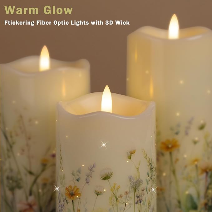 Flameless Candles, Battery Operated Floral Candles - Image 2