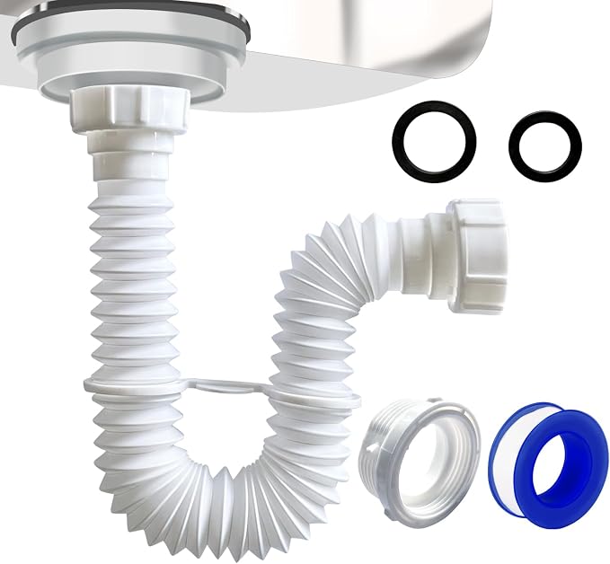 VIVIDA 1-1/2" Sink Drain Pipe, Flexible Kitchen Sink P Trap by VIVIDA