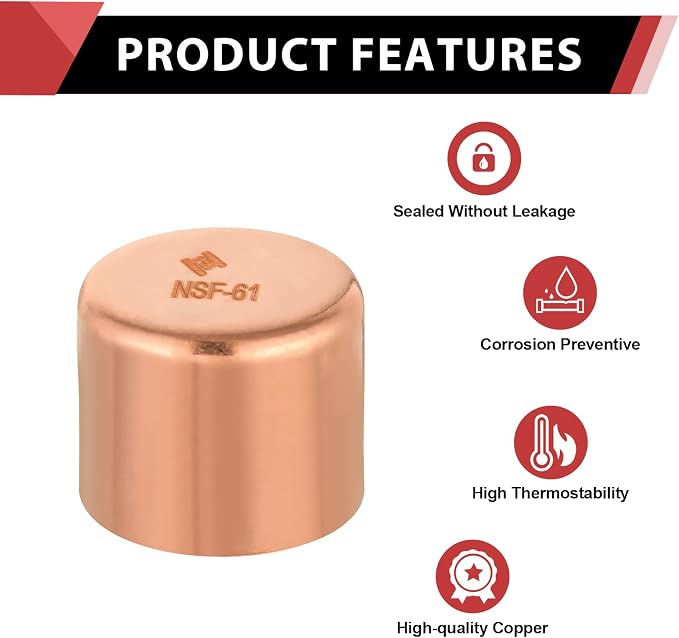 1 Piece EFIELD 2-inch Solder Copper Pipe End Cap | Copper Plumbing Fittings - Image 5