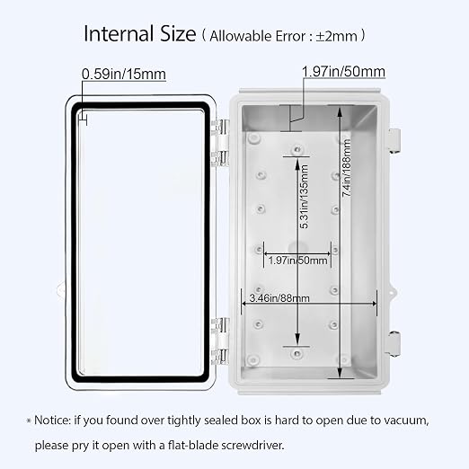 Electrical Box, IP67 Waterproof Hinged Clear Cover Stainless Steel Latch - Image 5