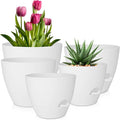 QRRICA Plant Pots 10/9/8/7.5/7 Inch Self Watering Pots, Plastic Flower Pots by QRRICA