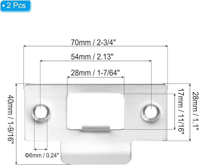 PATIKIL 2-3/4" Door Lock Strike Plate, Door Backplate - Image 2