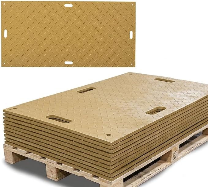 10 Pk 4' x 8' - 1/2" Thick Heavy Duty Tan Ground Protection Mats - Easily by MyteeProducts
