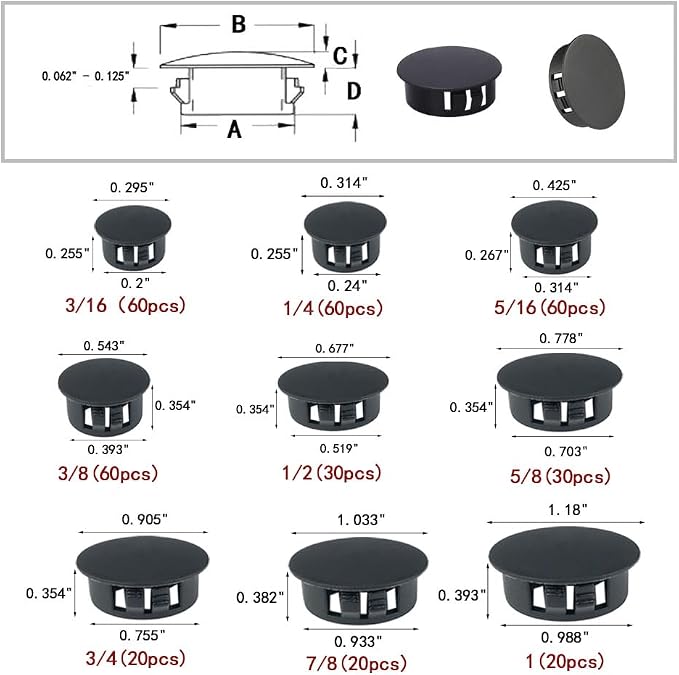 360 PCS 9 Sizes Plastic Hole Plugs Flush Type Hole Plugs Snap in Locking Hole - Image 4