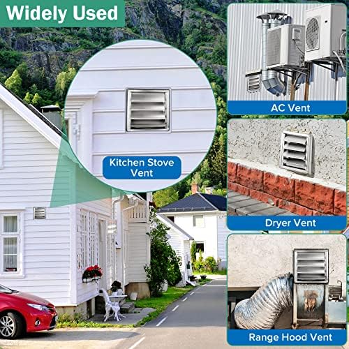 5" Louvered Dryer Air Vent Cap for Exterior Wall, Stainless Steel - Image 4