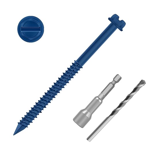 3/16" x 3-1/4" Blue Hex Head Concrete Screw Anchor Kit by Etauwe