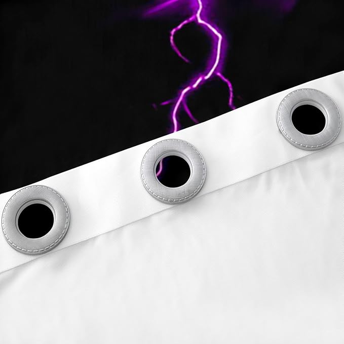 jejeloiu Purple Thunder Lightning Window Drapes Cool Flashing Lightning - Image 5
