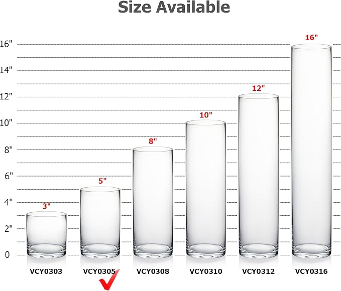 WGVI Quality Thick Clear Cylinder Glass Vase, Floral Container, Glass Candle - Image 3