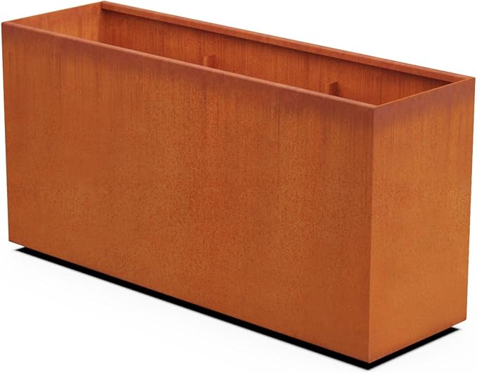 Large Rectangular Planters for Outdoor Plants 60x18x30 | Extra Large Corten by Plantercraft