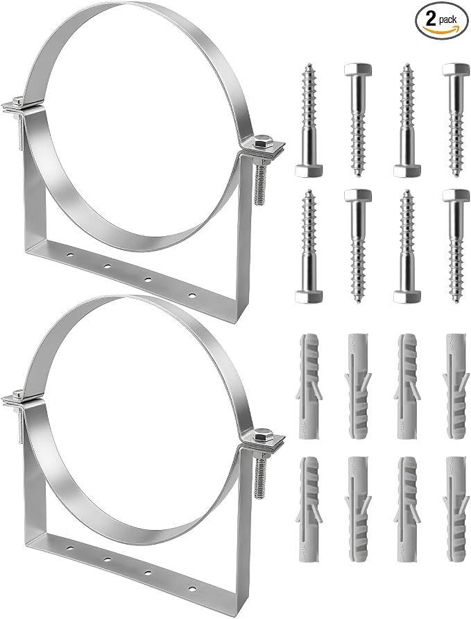 10 Inch Pipe Hanger Chimney Support Bracket | 2 Pcs Heavy Duty Steel Rigid by HZSIFU