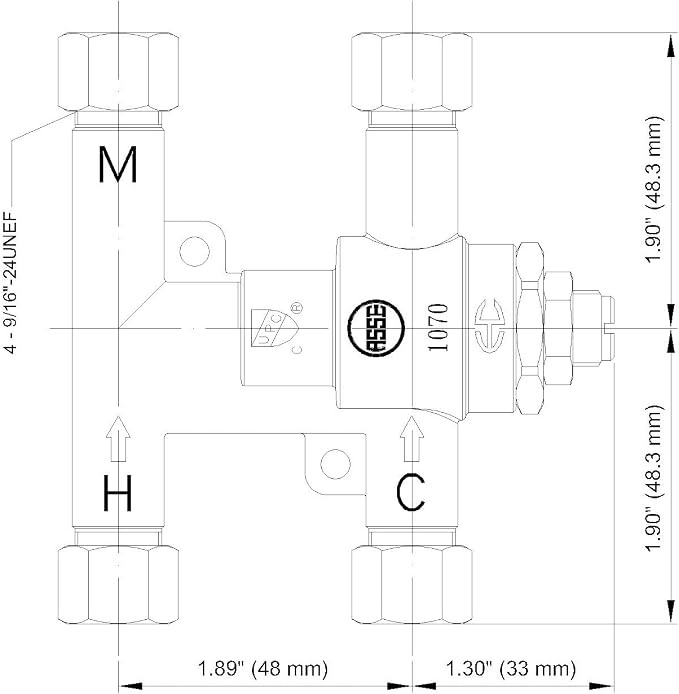 H.C. BT-T40LF-38 Under Counter Thermostatic Mixing Valve, 3/8 inches - Image 3