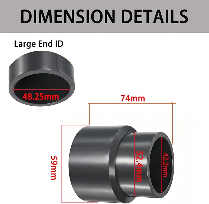 1-1/2 x 1-1/4 Inch SCH80 PVC Reducing Coupling, Increaser/Reducer Connector - Image 2