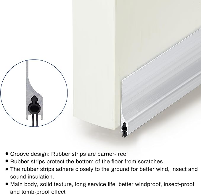Gisafai 2 Pcs 48 Inches Door Mouse Stopper, Metal Sweep, Weather Seal - Image 5