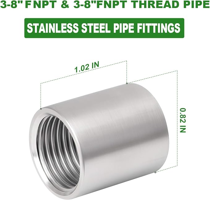10PCS 304 Stainless Steel Cast Pipe Fitting, 3/8" x 3/8" NPT Female Threaded - Image 4