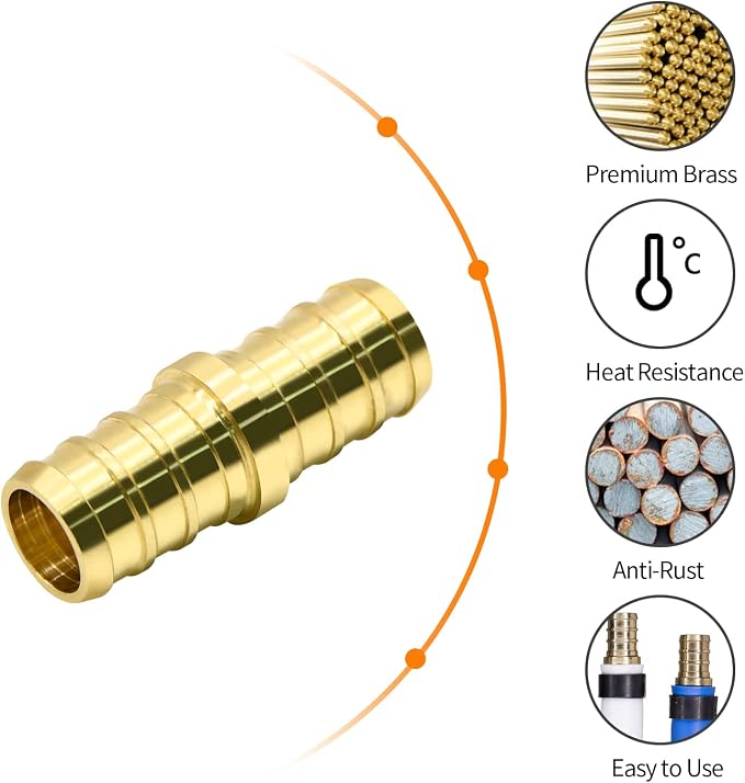 25 Pack 1/2" PEX Fittings, Brass Straight Coupling Fittings, - Image 2
