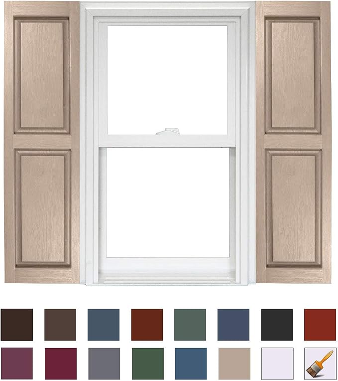 Homeside Raised Panel Vinyl Shutter 1 Pair 14-1/2in. x 71in. 730 Sandstone - Image 5