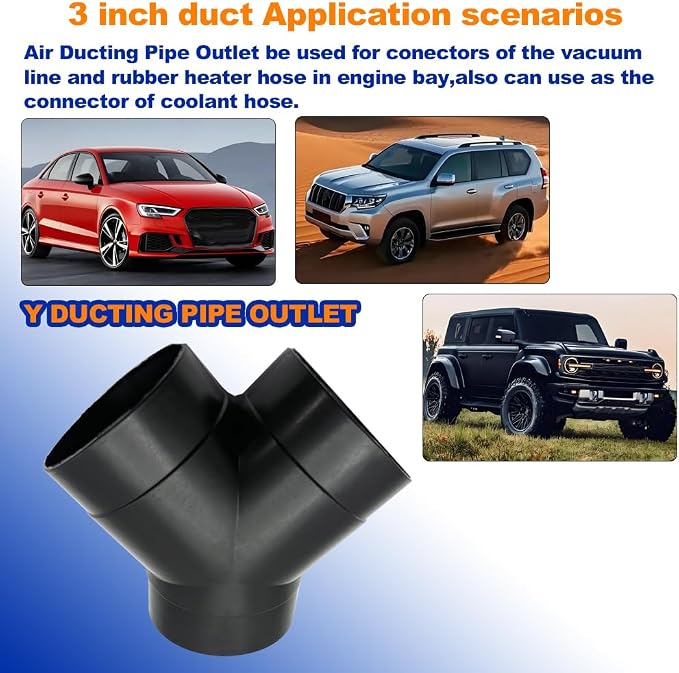 Car Heater Warm Straight 3 Way Air Ducting Pipe 75mm Y Shape Outlet Connector 3 - Image 6