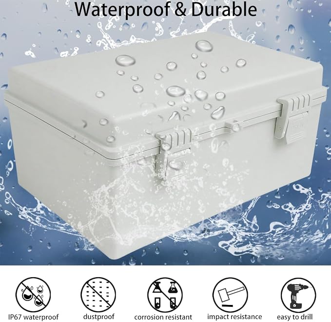 Junction Box, Hinged Grey Cover IP67 Waterproof ABS Project Box - Image 2