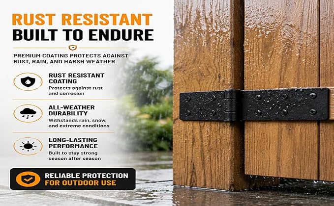 Fence Hinges for Outdoor Wood Gates Heavy Duty, 270°Solid Folding Butt Hinges - Image 3