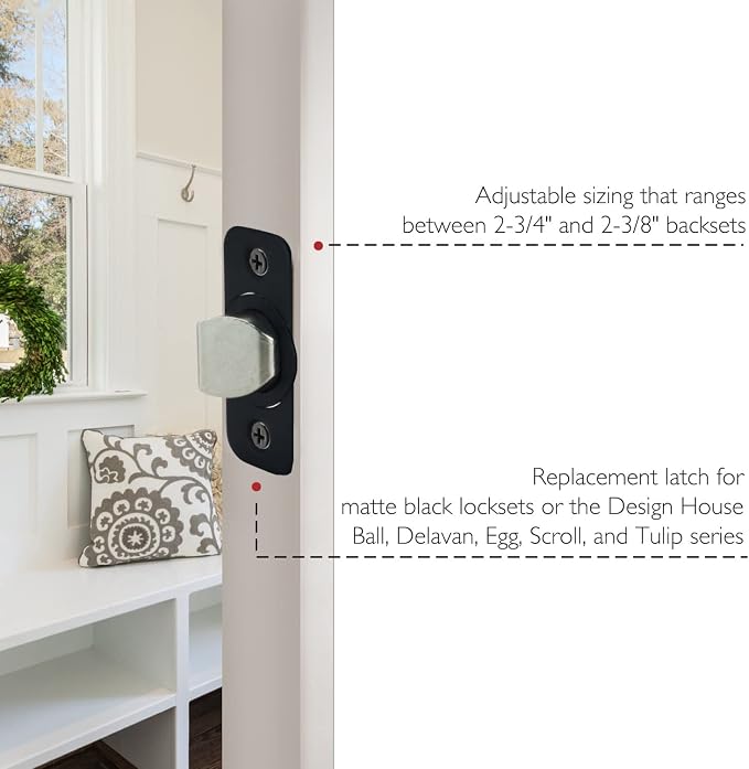 Design House Pro Series Passage Door Latch, Matte Black | Adjustable - Image 4