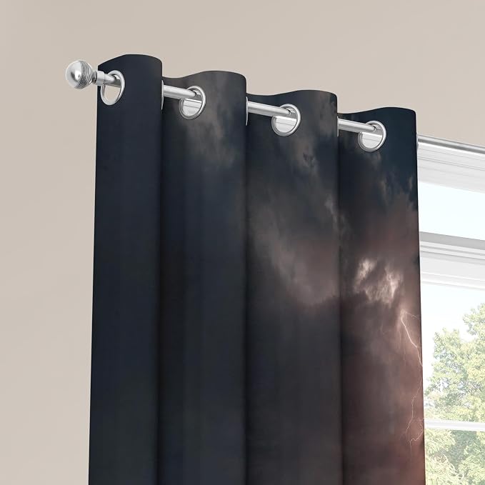Thunderstorm Curtains for Bedroom 63 Inch Length 2 Panels, Lightning Nature - Image 5