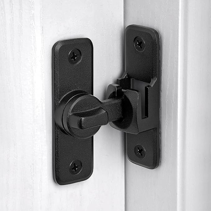 Matte Black 90/180 Degree Flip Latch, Zinc Alloy Barn Door Latch | Right Angle - Image 3