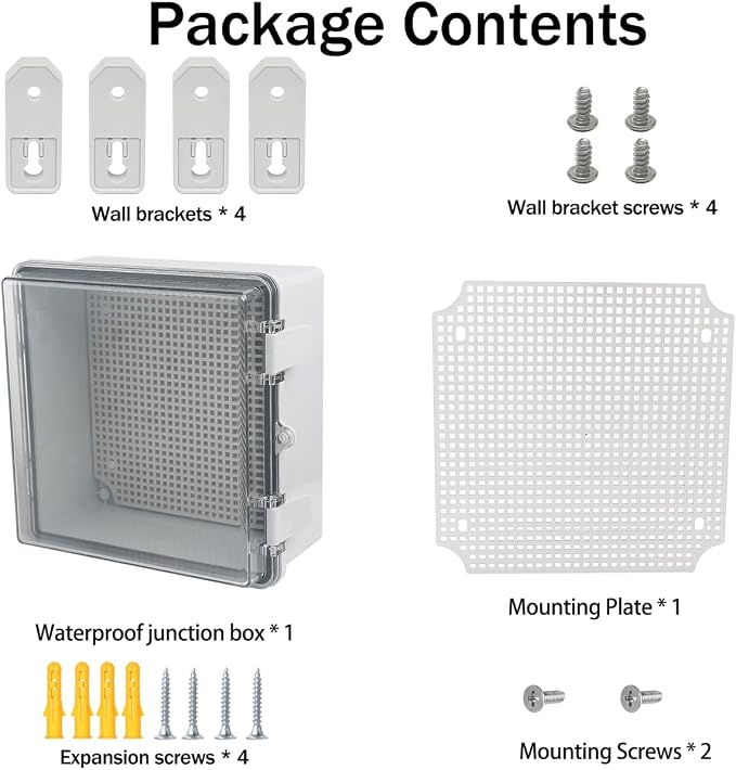 Junction Box, Hinged Grey Clear Cover IP67 Waterproof ABS Project Box - Image 6