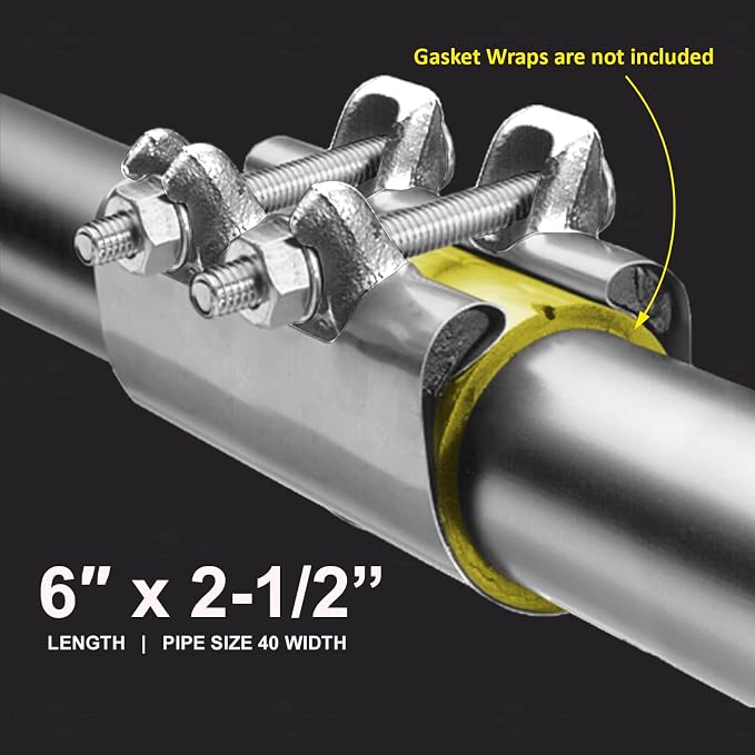 HIGHCRAFT 60250TTSD-5, Single Pipe Repair Clamp 2-1/2'', Double Bolt, 6” Long - Image 6