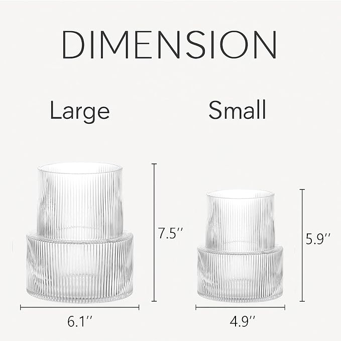 Ribbed Glass Vases for Bouquet, Modern Glass Vase for Living Room, Coffe Table - Image 7