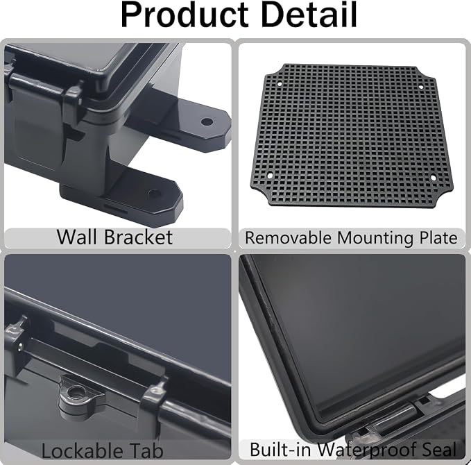 Junction Box, Hinged Black Clear Cover IP67 Waterproof ABS Project Box - Image 4