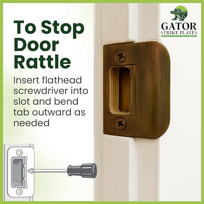 Gator Door Strike Plate 2-1/4" Latch Restorer, No Chiseling, 2-1/4" x 1-3/4" - Image 6