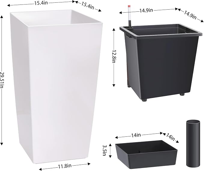 Garvee 30" Tall Planters Set of 2, Outdoor＆Indoor Planter Pots | High Front - Image 5