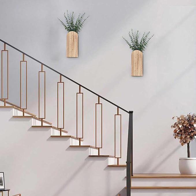 Handmade Wooden Wall Vases Set of 2 - Image 7