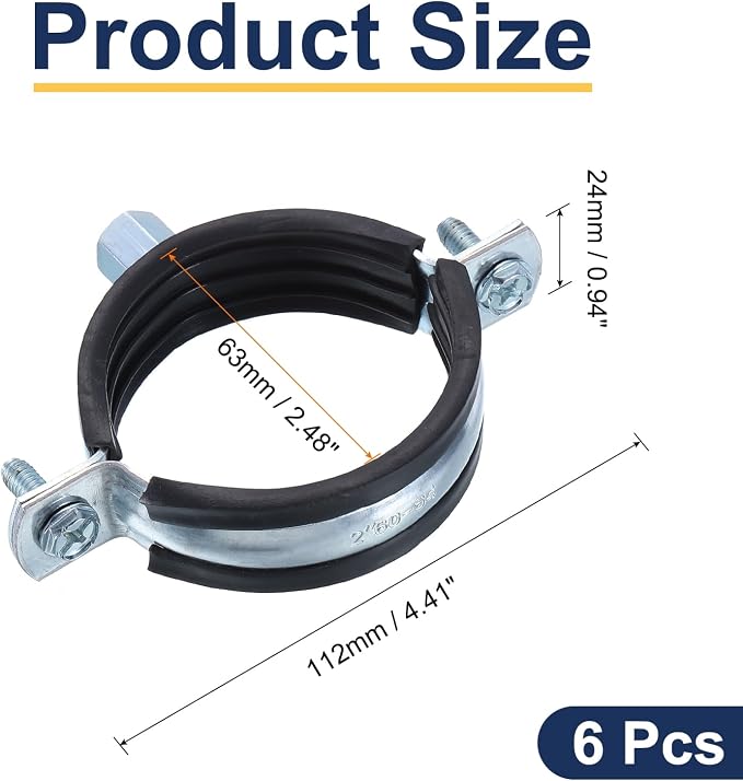 uxcell 6 Pcs Split Ring Pipe Hanger, 63mm/2.5inch Adjustable Pipe Bracket Clamp - Image 2