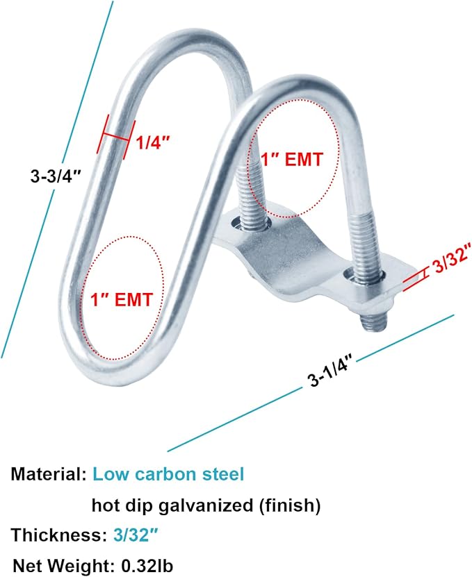 10 PCS Cross Pipe Clamp Fits 1" EMT Conduit - Image 3