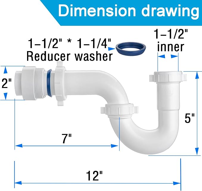 eflyefly 1-1/2 inch P Trap Kitchen Bathroom Sink Drain Kit - Image 5